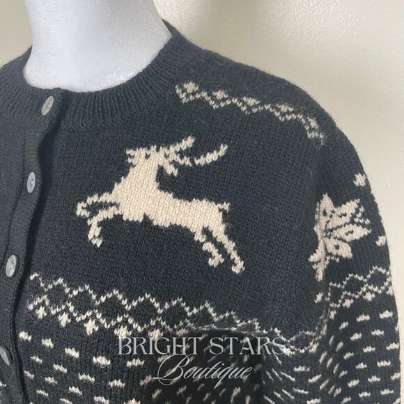 Rare Reindeer Cardigan ASO Sabrina The Teenage Witch Black Cream Vintage Holiday - Picture 9 of 10